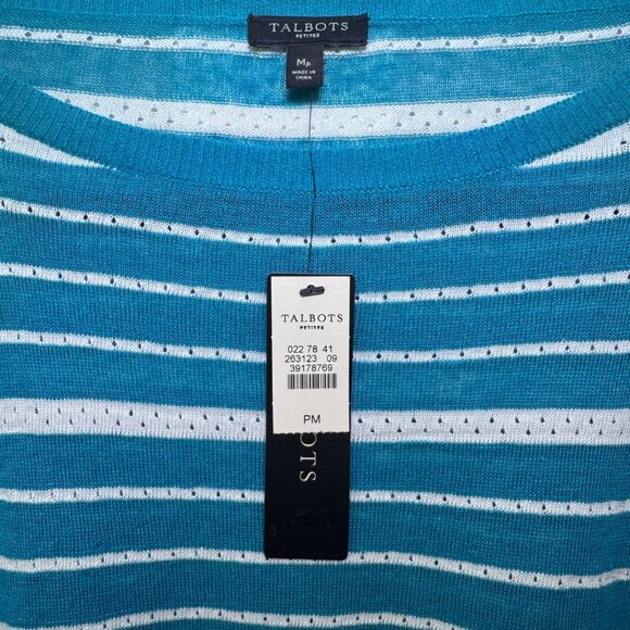 📦🛍️ Talbots Teal and White Striped Sweater - Picture 5 of 5
